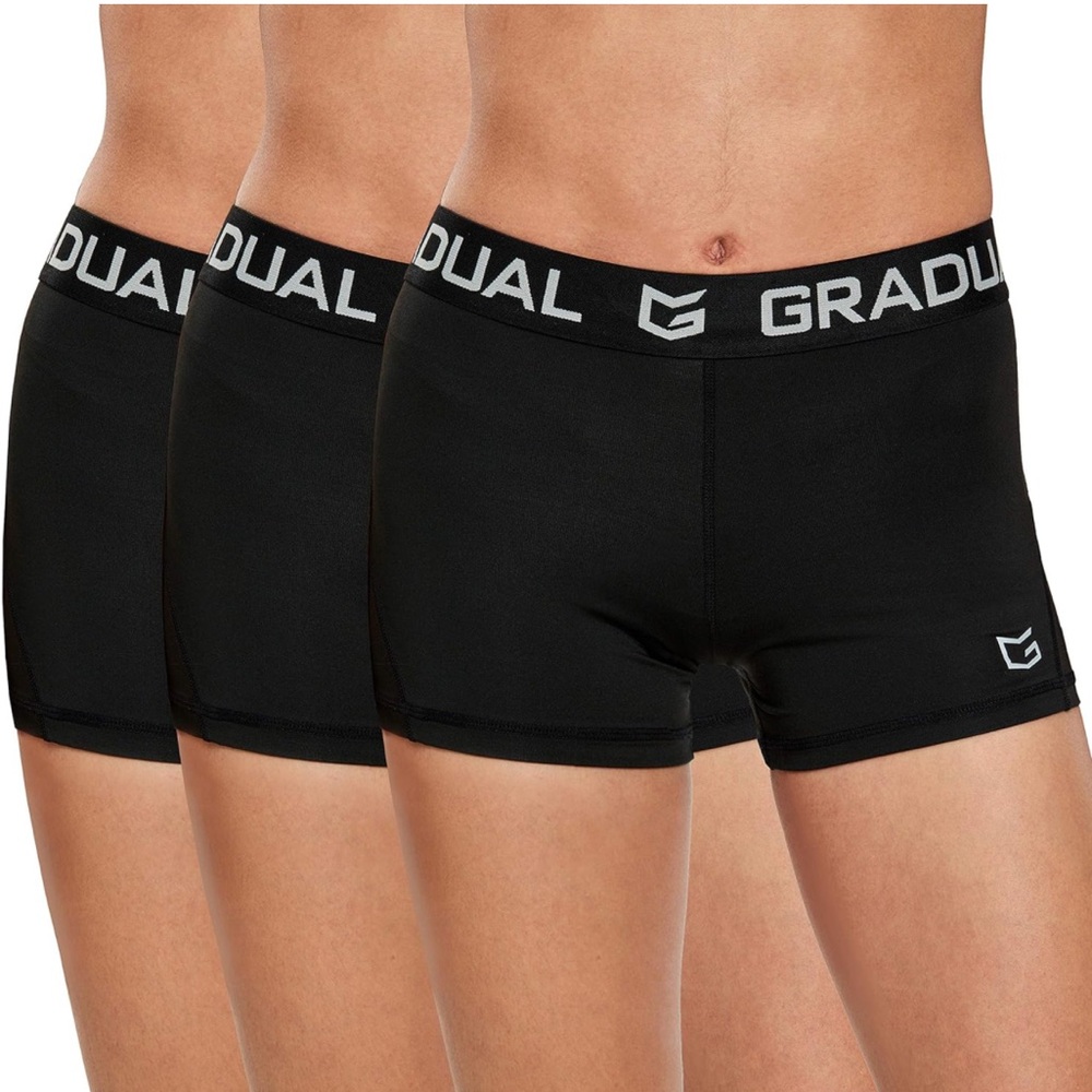 G Gradual Spandex Compression Volleyball Shorts 3" Workout Pro Shorts 3-pack